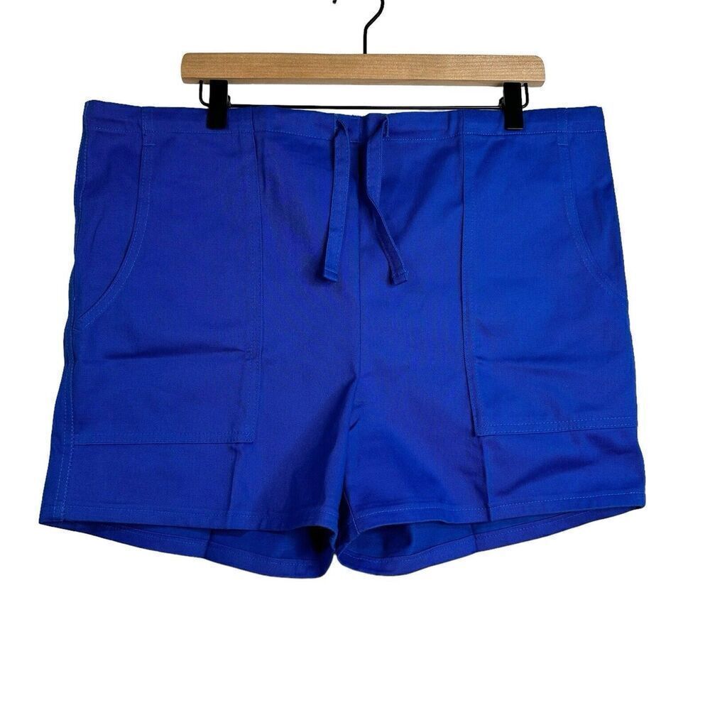 New Vintage Lands End Khaki Shorts Womens Large 12 blue High Rise Mom 8950 Cinch